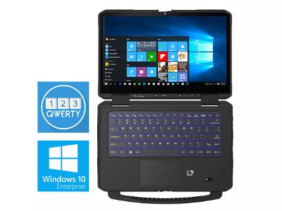 Winmate L140TG Rugged Laptop features a full-scale QWERTY keyboard with color-selectable